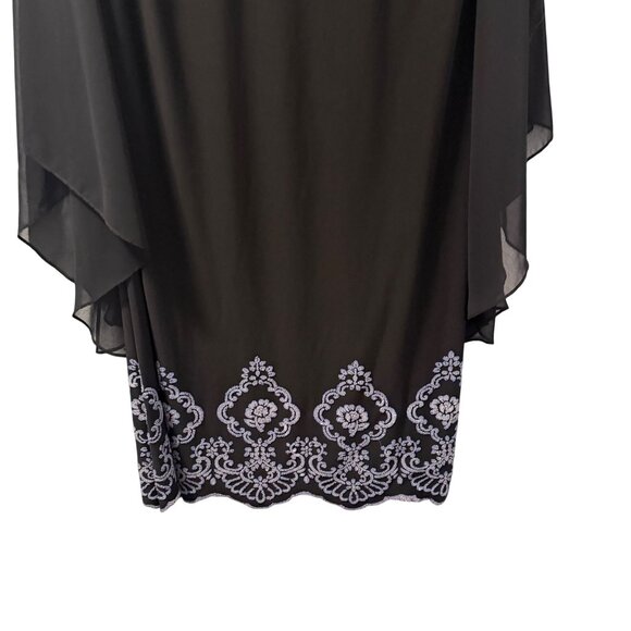 Xscape 20W Dress With Sheer Flutter Sleeves & Beaded Floral Embroidery - Picture 8 of 12